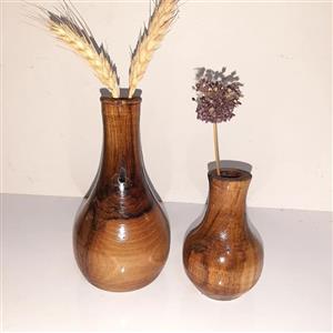 ست گلدان چوبی خراطی شده