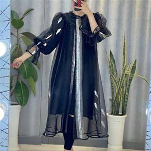 مانتو مجلسی ژاکارد ارگانزا مشکی شیک تنخور عالی