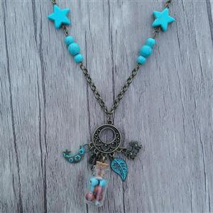 گردنبند فیروزه و دلربا با شیشه فانتزی بسیار زیبا