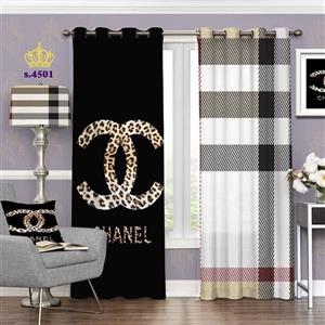 پرده اتاق خواب دو قواره طرح برند شنل کد S4501