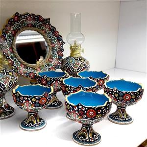 هفت سین میناکاری مدل فیروزه ای مجموعه 9 عددی 