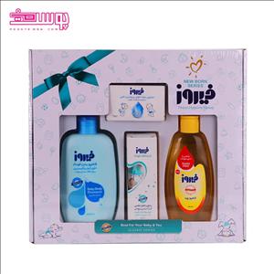 ست هدیه فیروز جعبه ای طرح کلاسیک لوازم بهداشتی کودک