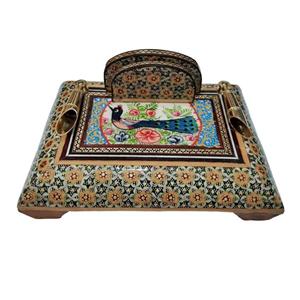 جاقلمی خاتم کاری مدل گل و مرغ سایز 10×13 