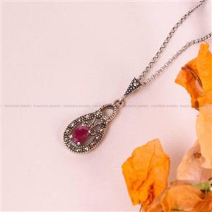 گردنبند یاقوت سرخ زنانه کد 6028