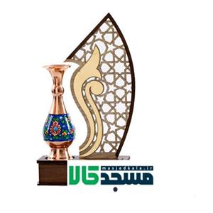 تندیس گلدان  مس و فیروزه کاری