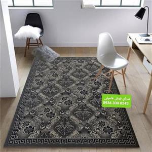 گلیم فرش ماشینی4متری نقشه بوستان  رنگ دودی150در225سانتیمتر