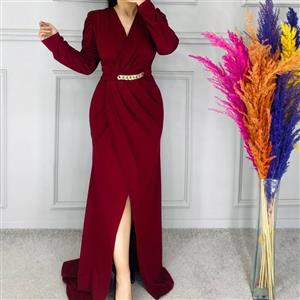 ماکسی مجلسی. جنس کرپ کش. سایز بندی تا 50. پیراهن سایزبزرگ. رنگ زرشکی سرمه ای و خردلی