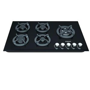 اجاق گاز شیشه ای 5شعله پلوپز کنار چدن خورشیدی ترموکوبل دار-مارک اردان EG58