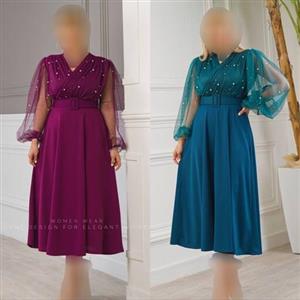 لباس پیراهن مجلسی جدید کوتاه تور عروسکی  سایز 36 تا 46 مشکی مژگان
