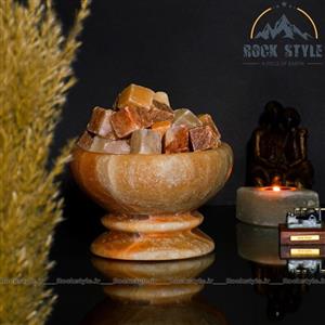 آباژور  سنگ نمک کاسه پایه سنگی و حبه کد 103.0005 (چراغ خواب دکوری)