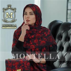 روسری مشکی و قرمز_ روسری گلدار قرمز _ روسری نخی _ روسری نخی قواره 140_ روسری قرمز و مشکی