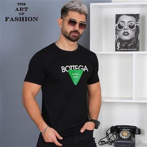 تیشرت یقه گرد مردانه BOTTEGA آستین و یقه کش رنگ مشکی