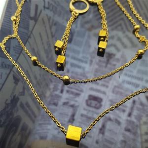 نیم ست دو لاین مکعب استیل ضد حساسیت روکش طلا رنگ ثابت کد (275)