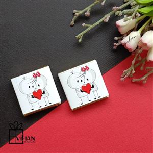 شکلات کادویی مربعی 3 در 3 سانتی متری با کاورطرح ولنتاین 15