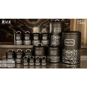 سرویس آشپزخانه 15 پارچه بی وی کی مدل اسپیرال مشکی نقره ای