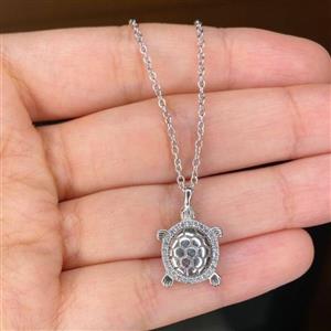 گردنبند لاک پشت خترونه نقره اصل 925آبکاری رادیوم رنگ ثابت