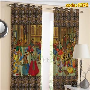 پرده پذیرایی دو قواره طرح اسلیمی کد P376
