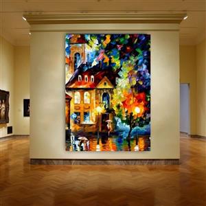 تابلو بوم طرح نقاشی خانه رنگی