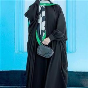 مانتو عبایی مشکی کرپ الیزه مدل اطلسی با قد مد نظر شما