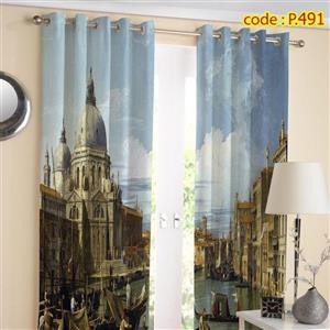 پرده پذیرایی دو قواره طرح منظره کد P491