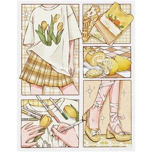 پک استیکر تم ساز دختر لیمویی مناسب استفاده در اسکرپ بوک و بولت ژورنال و غیره 