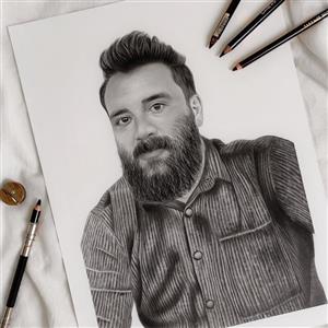 نقاشی چهره سیاه قلم مناسب هدیه ولنتاین و روز مرد