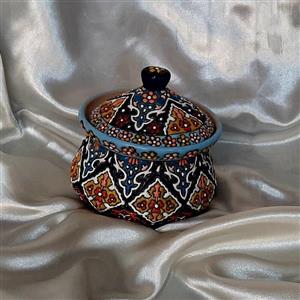 قندان سفالی میناکاری شده پرکار و خوشرنگ 