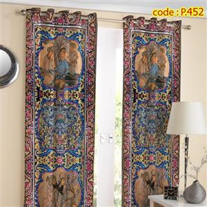 پرده پذیرایی دو قواره طرح اسلیمی مینیاتوری کد P452