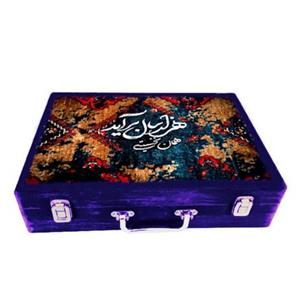 جعبه هدیه چوبی مدل چمدان بزرگ طرح فرش ایرانی 