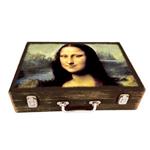 جعبه هدیه مدل چمدان چوبی طرح مونالیزا