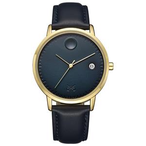 ساعت مچی عقربه ای مردانه اوبلاک مدل 72696رنگ طلایی صفحه سورمه ای