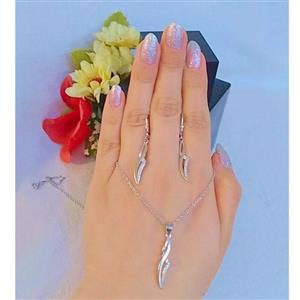 نیم ست نقره زنانه ایتالیایی عیار 925استاندارد بدون ریزش نگین ضد حساسیت 
