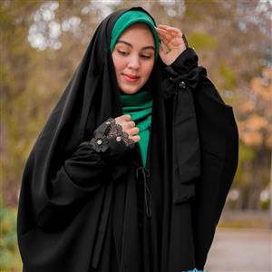چادر جده عربی اصیل مچ سنبادی مدل کوثر جنس حریر اسود