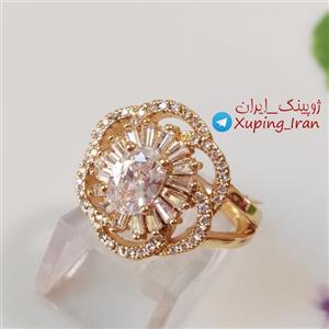 انگشتر  ژوپینگ مجلسی مارک  Xupibg طرح گل نگین زیرکونیوم باگت مارکیز