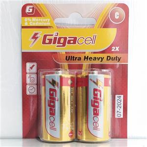 باتری متوسط سایز  C کارتی دو عددی گیگاسل R14 1.5V