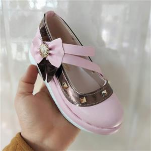 کفش دخترانه پاپیونی ، کفش مجلسی دخترانه صورتی ، پاخور شیک و زیبا، فقط سایز 30  ، کیف و کفش زرد_زردشوز