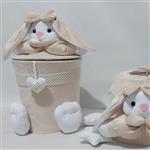 سطل زباله طرح خرگوش نانان  کاور کش دوزی شده مناسب اتاق کودک