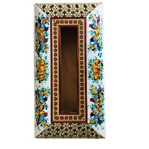 جا دستمالی خاتم کاری اصفهان طرح گل و مرغ، رنگ همانند تصویر، ابعاد در تصویر آخر آورده، مناست برای دستمالهای صد برگ 