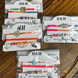 ست سه تایی پابند و دستبند خوشرنگ بافت برند h&m  درطرح و رنگ های مختلف