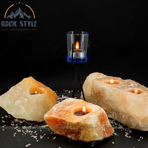شمعدان سنگ نمک کلوخه (جاشمعی دکوراتیو)
