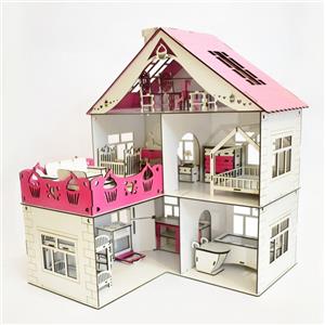 اسباب بازی خانه عروسکی گیلدا با وسایل( سفید و صورتی) 