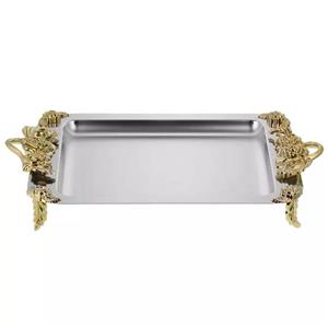 سینی استیل مستطیل پایه دار  مدل  9516