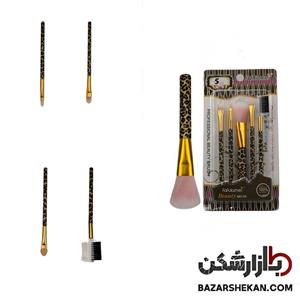 براش 5 تیکه گلدار تراکم بالا و نرم و براش رژ گونه و براش ابرو و براش سایه بدون ح
