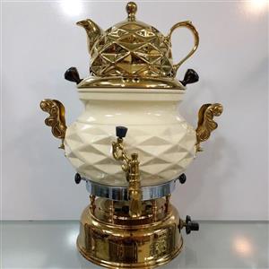 سماور برقی 6 لیتری طرح کرم طلایی سری جدید