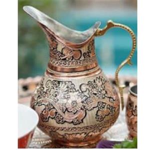 پارچ  مسی نقره کوب الماس تراش زنجان (رنگ ثابت)