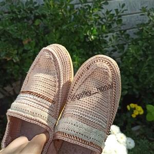 گیوه کرم رنگ گیپور دار