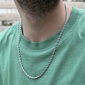 گردنبند مردانه و زنجیر طنابی استیل کد641