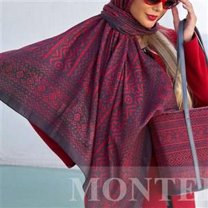 روسری قواره 140 یا شال نخی طرح مایسا قرمز برند مونتلا - 