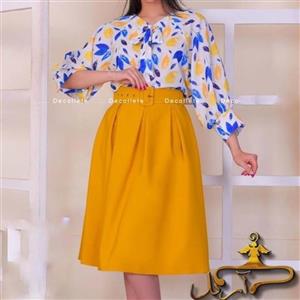شومیز الیزه گل آبی و زرد  کد s27
