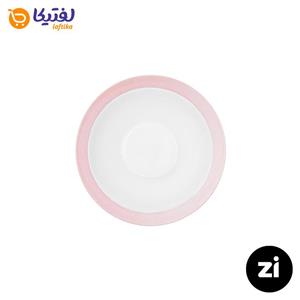 نعلبکی زیر استکانی چینی زرین (Zi) فرم اس سایز 12 طرح پاستل صورتی 6 عدد درجه یک 